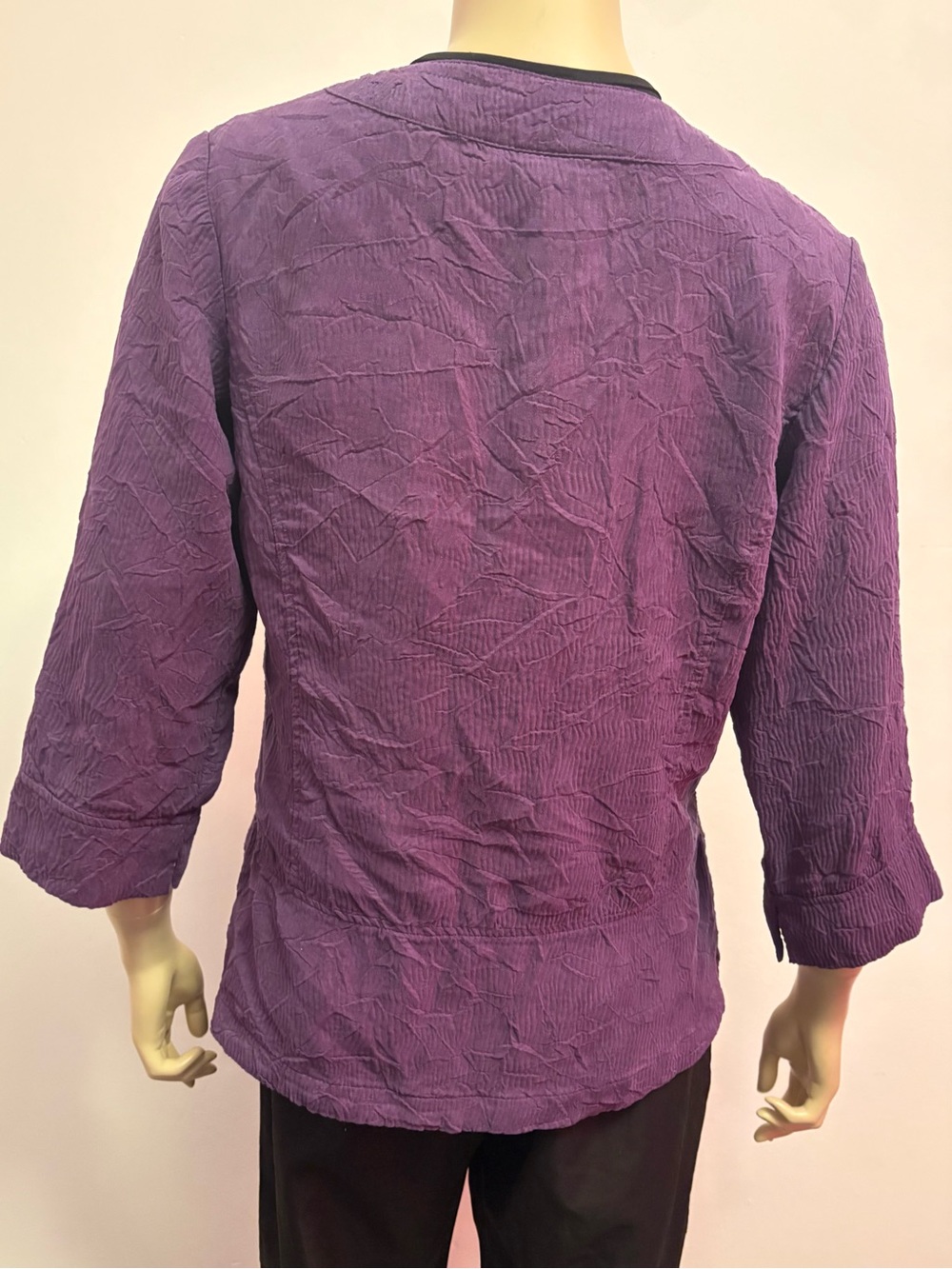 Coldwater Creek Purple Crinkle Textured Collarless Jacket, women’s Sz 8. - Picture 5 of 16